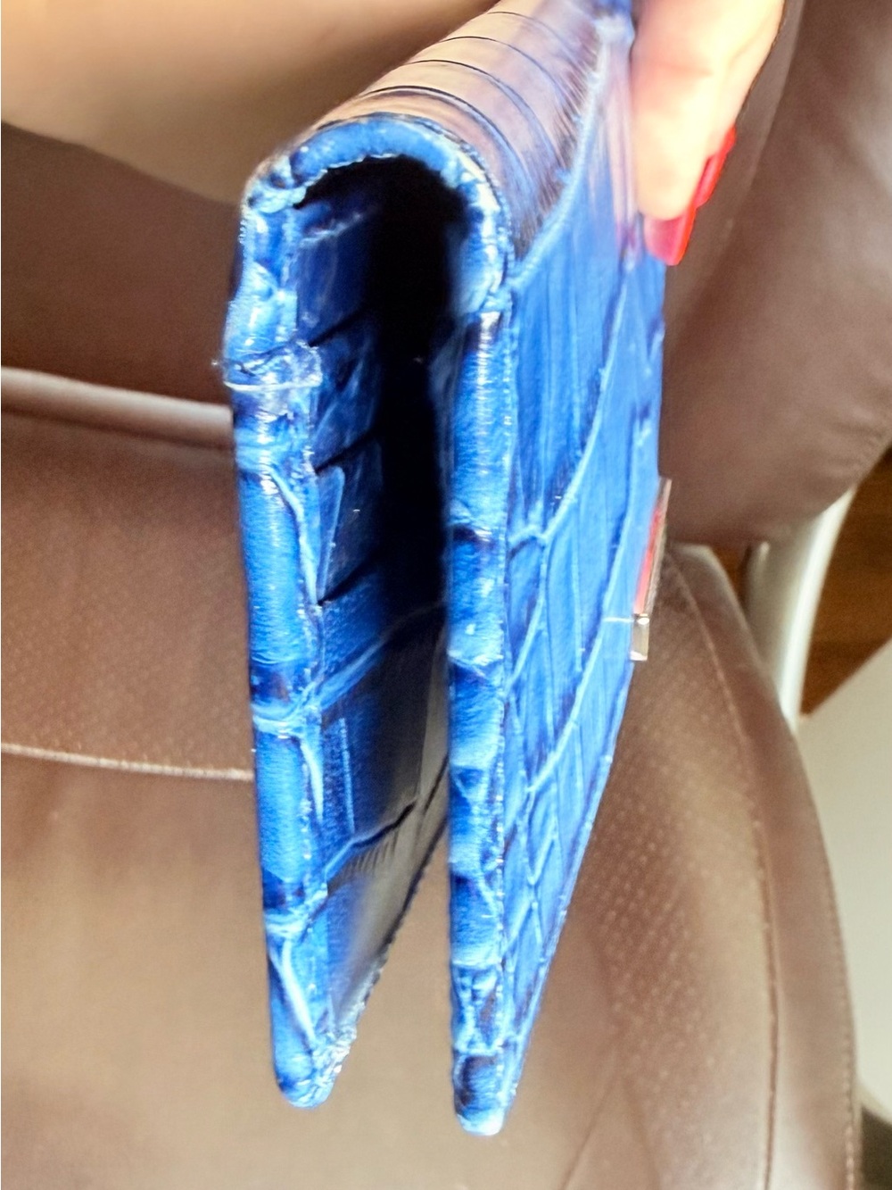 Brahmin Ady Blue Croc-Embossed Leather Wallet - Picture 7 of 11